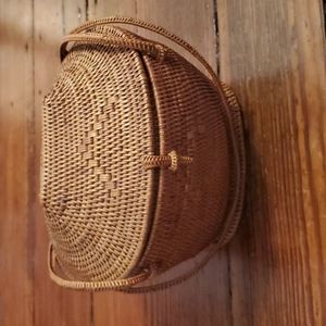 Woven rattan boho handbag